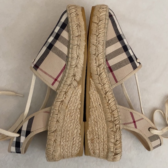 Burberry | Nova Check Canvas Closed Toe Tie Slingback Espadrilles EU 39/US 9 - Picture 8 of 14